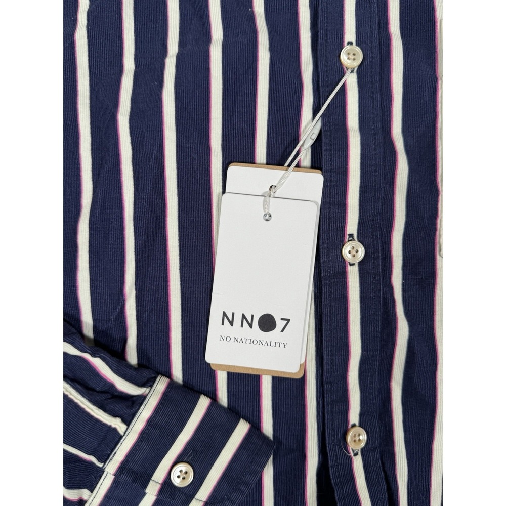 NWT NN07 No Nationality Shirt Mens Small Blue Errico Flannel Button Up Cotton - Picture 6 of 11